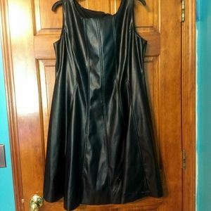 Vegan Leather A Line Dress